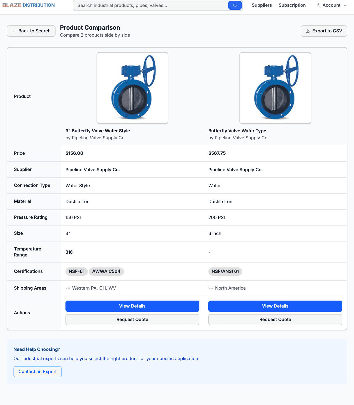 Compare products side-by-side